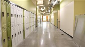 Kellogg color coded hallway 